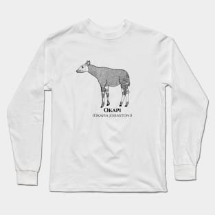 Okapi or Forest Giraffe Animal Drawing - black and white animal art Long Sleeve T-Shirt